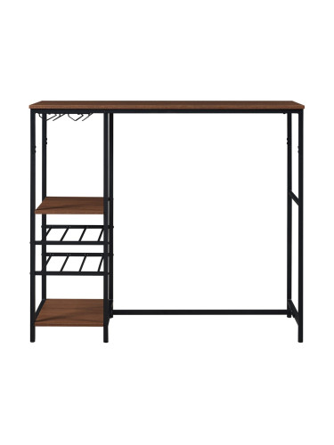 Бар маса Stjørdal с поставка за бутилки, вид черно/орех []