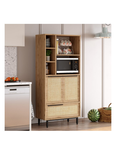 Кухненски шкаф Kvænangen 162x75x36 см дъб/ратан []