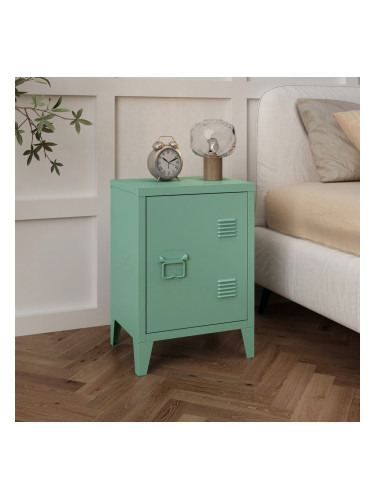 Нощно шкафче Inari дръжка за врата лява стомана пастелно зелено []