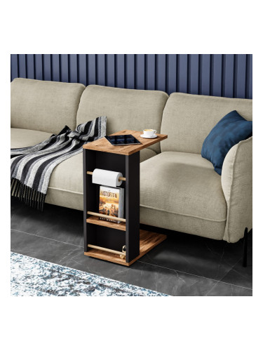 Помощна маса Siikainen, вид дърво/черно []