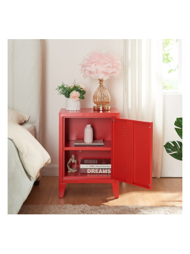 Нощно шкафче Inari дръжка лява стомана червена []