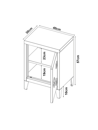 Нощно шкафче Inari дръжка за врата лява стоманена жълта []