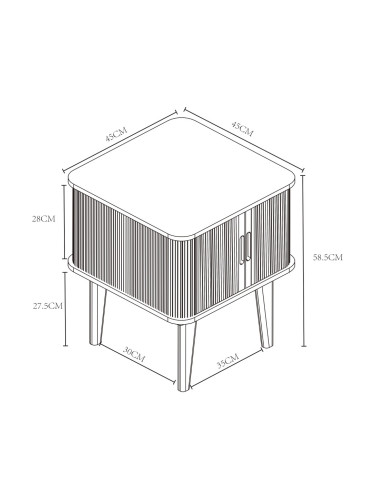 Помощна маса Tysvær 59x45x45 см бамбук/синьо []
