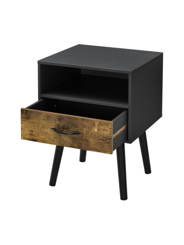 Комплект помощни маси Gävle от 2 бр., черен/тъмно дърво []