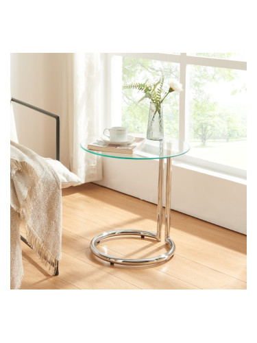 Помощна маса Ylivieska 46xØ45 см цвят хром/прозрачно стъкло []