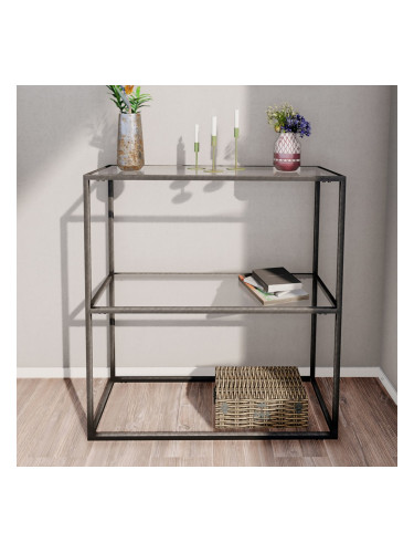 Конзолна маса Konnevesi 85x80x30cm черен/прозрачен []