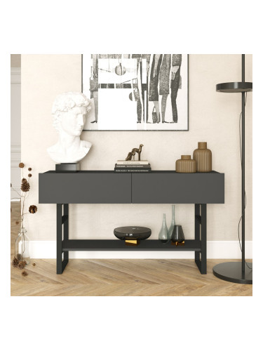 Конзолна маса Lappeenranta 139x43x76cm антрацит/черен []