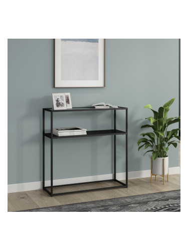 Конзолна маса Kuhmo черен стъклен плот []