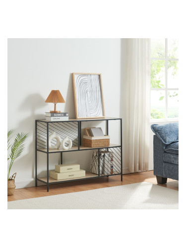 Конзолна маса Övertorneå 100x30x75 см черно/дъб []