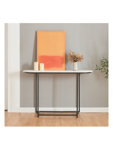 Конзолна маса Nordfron 120x40x75 см мрамор, бял []