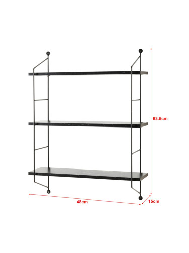 Стенен рафт Ösel мраморен вид, черен []