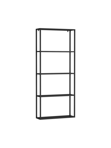 Стенен рафт Jämijärvi с 4 рафта, черен, мат []