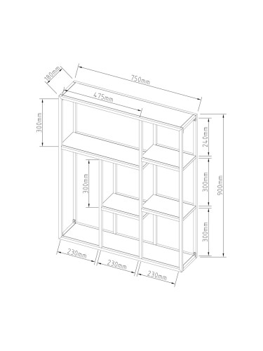Стенен рафт Jämijärvi със 7 рафта, черен, мат []