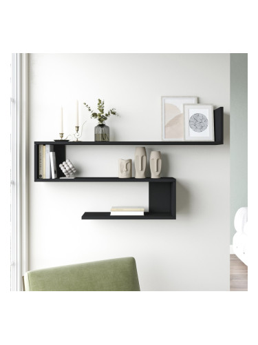 Стенен рафт Kitee 120 x 14,5 x 71,5 cm черен []
