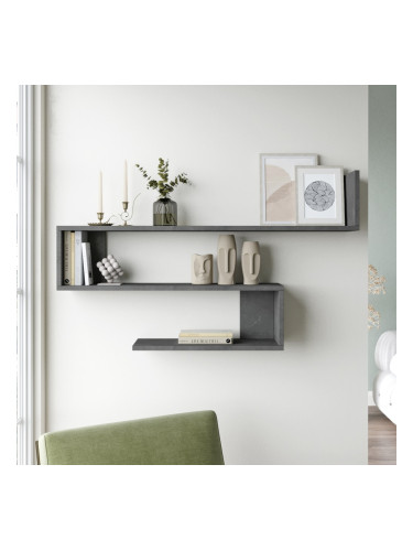 Стенен рафт Kitee 120 x 14,5 x 71,5 см бетонен вид []