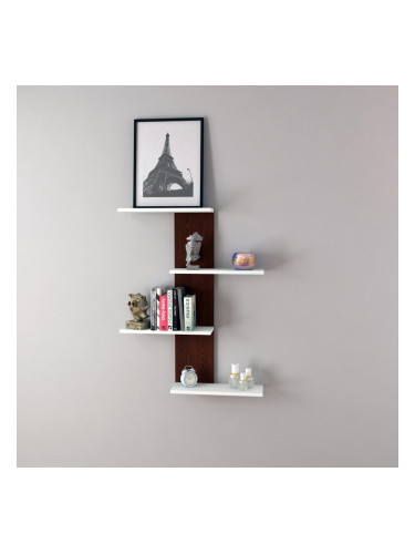 Стенен рафт Hammerfest 78x17x10 см венге / бял []