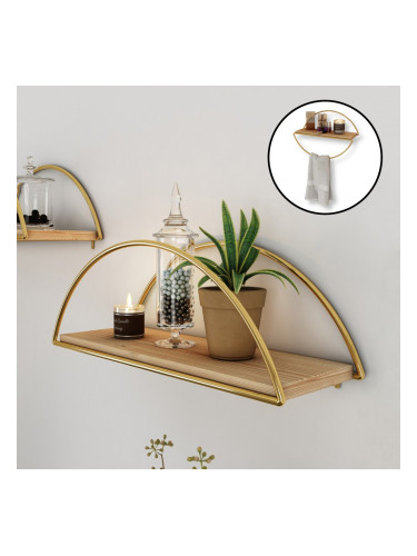 Стенен рафт Mynämäki 39x16x17 см златен цвят []