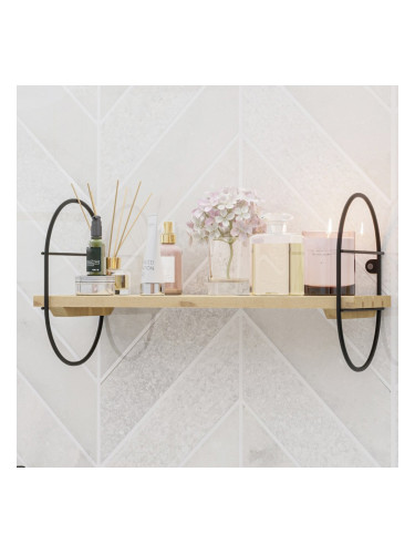 Стенен рафт Oulu метална рамка 40x16x20cm черен/натурален []