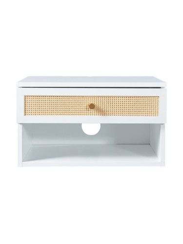 Стенен рафт Eiker с чекмедже 40x32x23 см бял/ратан []