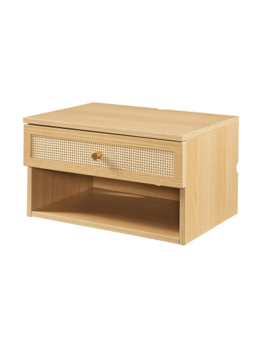 Стенен рафт Eiker с чекмедже 40x32x23 см дъб/ратан визия []