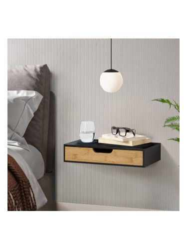 Комплект стенен рафт от 2 Bokn с чекмедже бамбук черен []