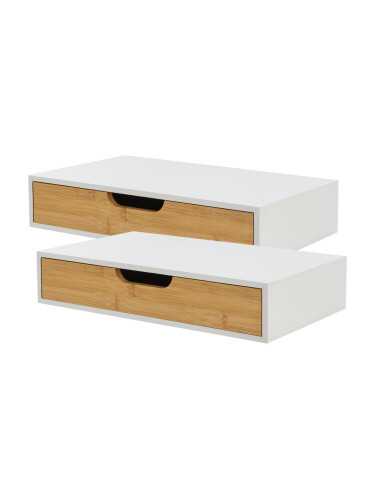 Комплект стенен рафт от 2 Bokn с чекмедже бамбук бял []