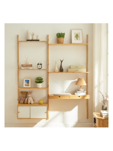 Стенен рафт Tingvoll 176x147x34 см бамбук []