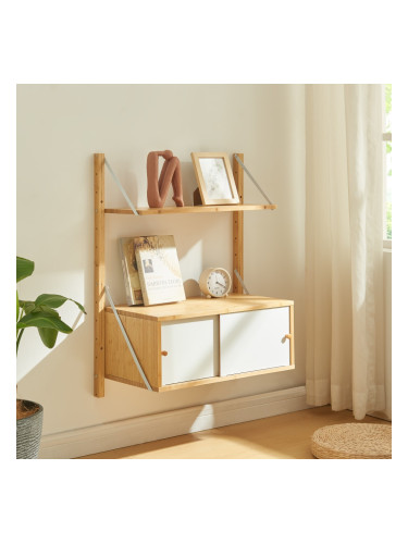 Стенен рафт Tingvoll 85x65x34 см бамбук []