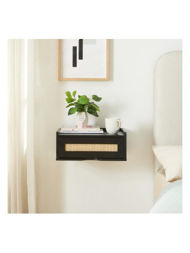 Стенен рафт Ljuredsø с чекмедже 40x30x16,5 см черен []