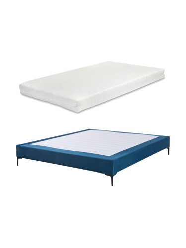 Двойно легло Lilla с матрак кадифе 180x200 см синьо []