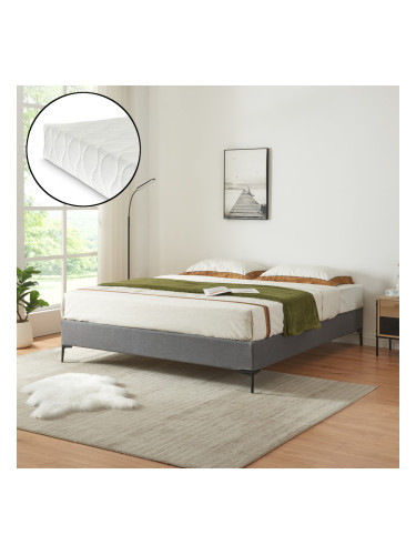 Двойно легло Lilla с текстилен матрак 160x200 см тъмно сиво []