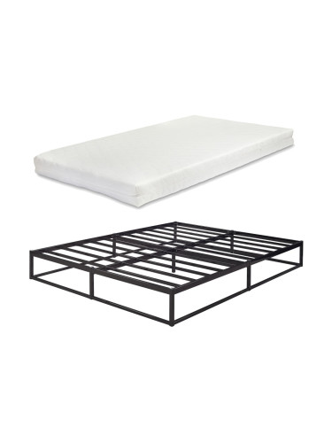 Метално легло Trerunta с матрак 160 х 200 см стоманено черно []