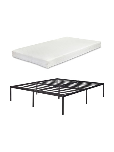 Метално легло Vårdö с матрак 180x200 см Черно []
