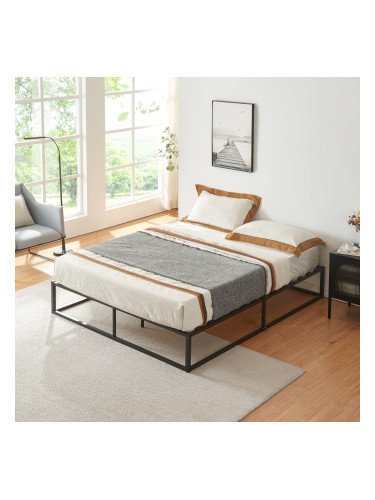 Метално легло Крит 160x200 см със студен дунапренов матрак Черен []