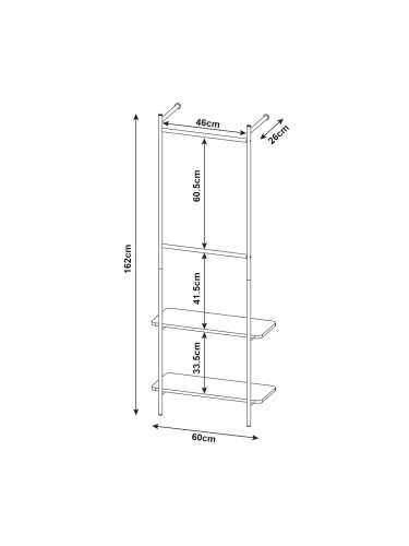 Стенно портманто Bremanger 162x60x26cm черно []