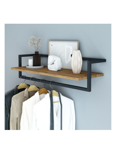 Стенна закачалка Evje 80x30x20cm дървесен цвят/черен []