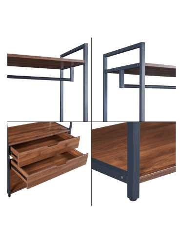 Поставка за портманто Larem с 2 чекмеджета, черно/орех []