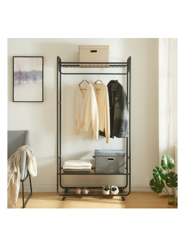 Поставка за дрехи Vestvågøy 176x90x40 cm черна []