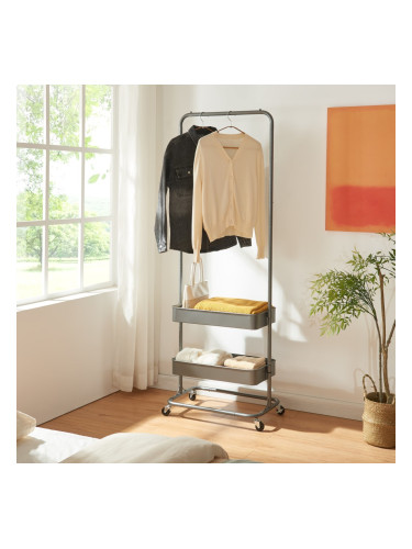 Подвижна закачалка Kumad 175x58x36 см тъмно сиво []