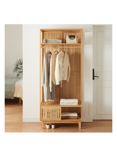 Поставка за палта Ypäjä 187x80x47 см бамбук []
