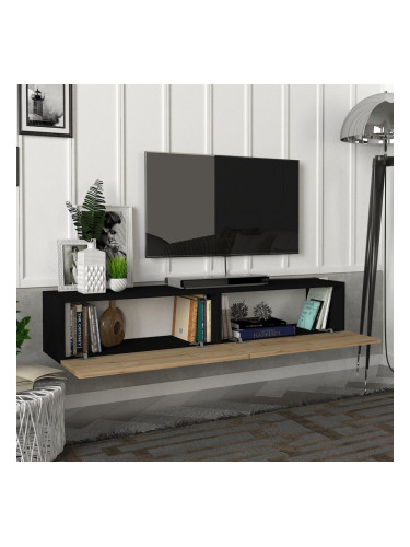 Toivakka ТВ шкаф 135x31x25см черен / дъб []