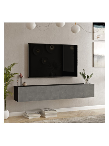 ТВ маса Lapinlahti 180 x 31,5 x 29,5 см черен/изглед на бетон []