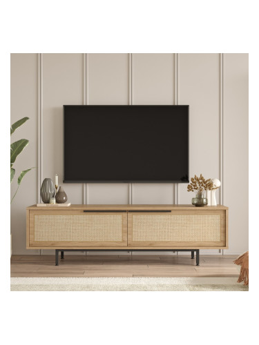 ТВ шкаф Kvænangen дъб и визия на ратан []