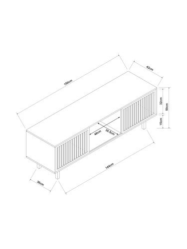ТВ шкаф Ypäjä 150x42x50 см естествен бамбук []