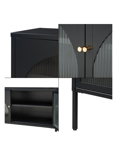 ТВ шкаф Karlskrona 115x35x64 см черен, мат []