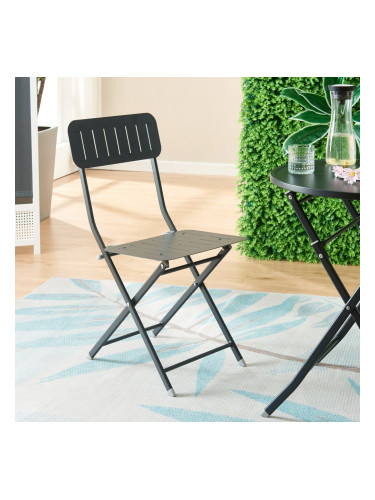 Сгъваем стол Sande, комплект 2 бр., стомана, черен []