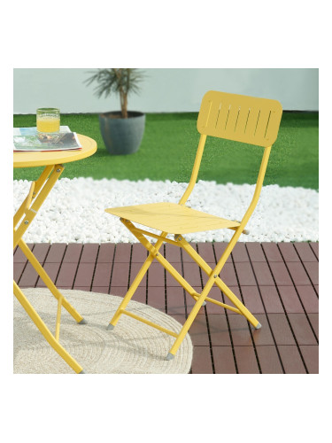 Комплект сгъваеми столове Sande от 2 бр., стомана, жълт []