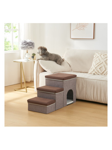 Кучешки стълби Vojens с пещера 76x33x43 см кафяво/сиво []