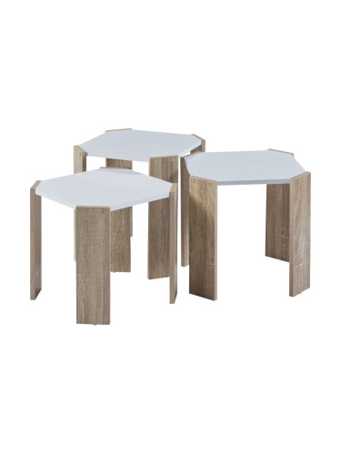 Маси за гнездене Rantasalmi, комплект от 3 бр., вид бяло/дъб []