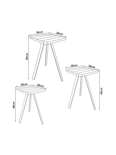 Комплект маси за гнездене Masku от 3 броя в тъмно дърво []